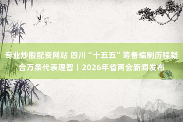 专业炒股配资网站 四川“十五五”筹备编制历程凝合万条代表理智丨2026年省两会新闻发布