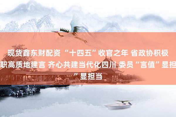现货鑫东财配资 “十四五”收官之年 省政协积极履职高质地建言 齐心共建当代化四川 委员“言值”显担当