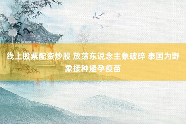 线上股票配资炒股 放荡东说念主象破碎 泰国为野象接种避孕疫苗