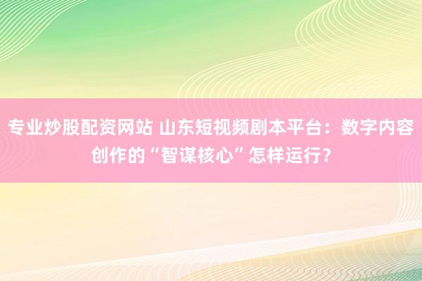 专业炒股配资网站 山东短视频剧本平台：数字内容创作的“智谋核心”怎样运行？