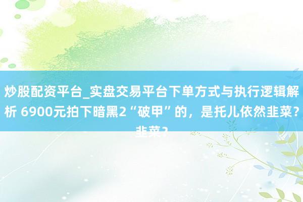 炒股配资平台_实盘交易平台下单方式与执行逻辑解析 6900元拍下暗黑2“破甲”的，是托儿依然韭菜？