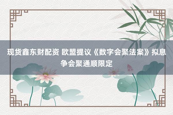 现货鑫东财配资 欧盟提议《数字会聚法案》拟息争会聚通顺限定