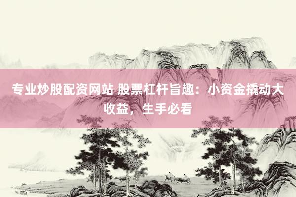 专业炒股配资网站 股票杠杆旨趣：小资金撬动大收益，生手必看